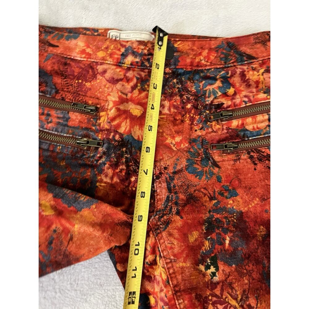 Free People Velvet Skinny Sz 2 Floral Print Jeans Zip Pockets Anthropologie - Picture 10 of 12